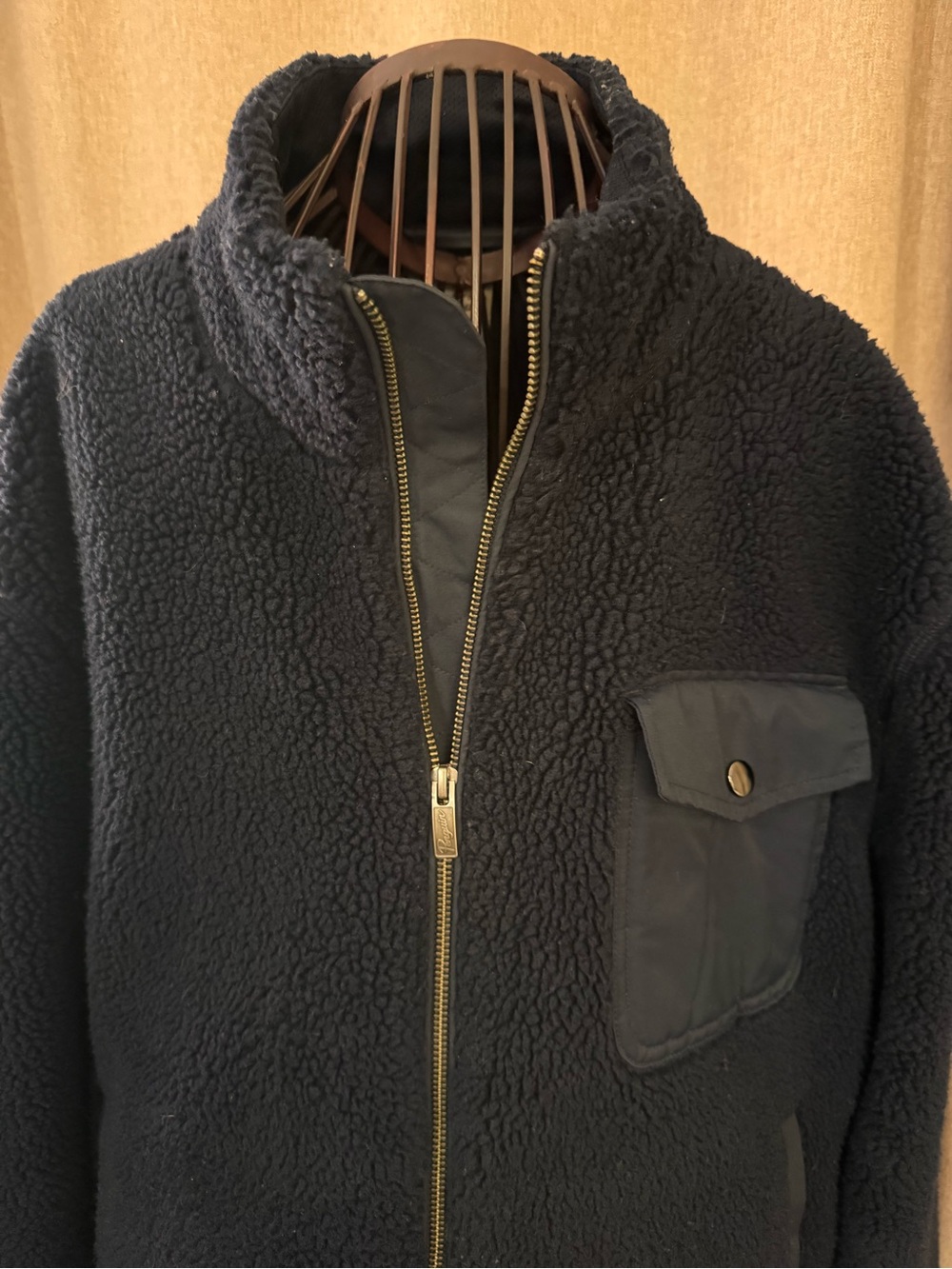 Original Penguin Sherpa Fleece Jacket Men’s XL Full Zip Dark Navy Blue